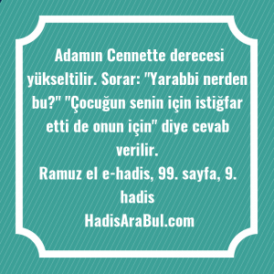   Adamın Cennette derecesi yükseltilir. Sorar: ... ile başlayan hadis