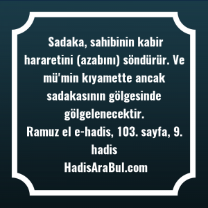   Sadaka, sahibinin kabir hararetini (azabını) ... hadisi şerifi