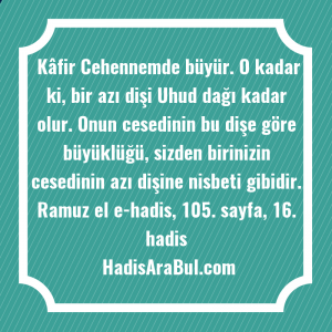   Kâfir Cehennemde büyür. O kadar ... hadisi şerifi