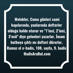   Melekler, Cuma günleri cami kapılarında, ... hadisi şerifi