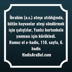   İbrahim (a.s.) ateşe atıldığında, bütün ... hadisi