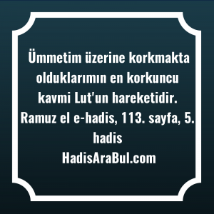   Ümmetim üzerine korkmakta olduklarımın en ... hadisi şerifi