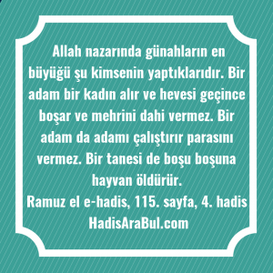   Allah nazarında günahların en büyüğü ... ile başlayan hadis