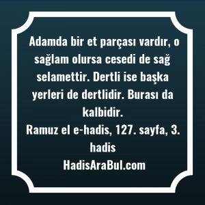   Adamda bir et parçası vardır, ... hadisinin tamamı