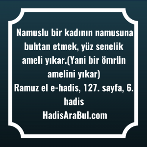   Namuslu bir kadının namusuna buhtan ... ile başlayan hadis