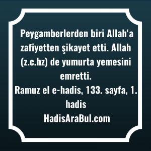   Peygamberlerden biri Allah'a zafiyetten şikayet ... hadisinin tamamı