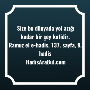   Size bu dünyada yol azığı ... hadisi şerifi