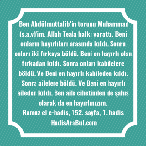   Ben Abdülmuttalib'in torunu Muhammad (s.a.v)'im, ... hadisi şerifi