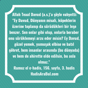   Allah Teaal Davud (a.s.)'a şöyle ... hadisi