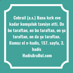   Cebrail (a.s.) Bana kırk eve ... hadisinin tamamı