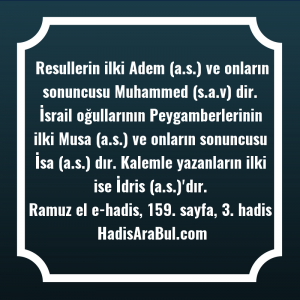   Resullerin ilki Adem (a.s.) ve ... ile başlayan hadis