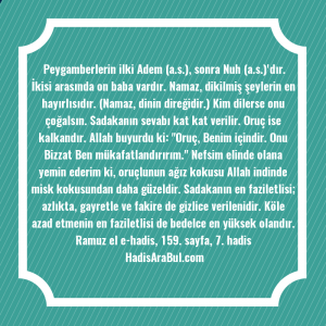   Peygamberlerin ilki Adem (a.s.), sonra ... hadisi şerifi