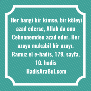   Her hangi bir kimse, bir ... ile başlayan hadis