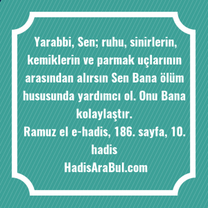   Yarabbi, Sen; ruhu, sinirlerin, kemiklerin ... hadisinin tamamı