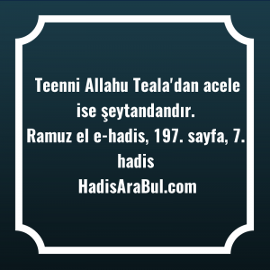   Teenni Allahu Teala'dan acele ise ... hadisi şerifi
