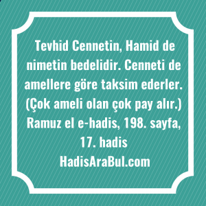   Tevhid Cennetin, Hamid de nimetin ... hadisi şerifi