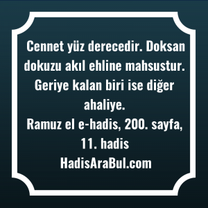   Cennet yüz derecedir. Doksan dokuzu ... hadisi şerifi