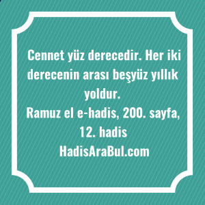   Cennet yüz derecedir. Her iki ... hadisi şerifi