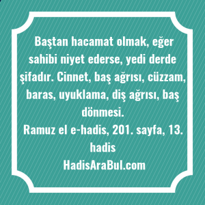   Baştan hacamat olmak, eğer sahibi ... hadisi