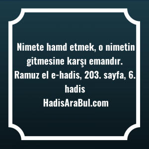   Nimete hamd etmek, o nimetin ... ile başlayan hadis