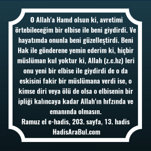   O Allah'a Hamd olsun ki, ... hadisi şerifi