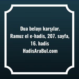   Dua belayı ... hadisinin tamamı