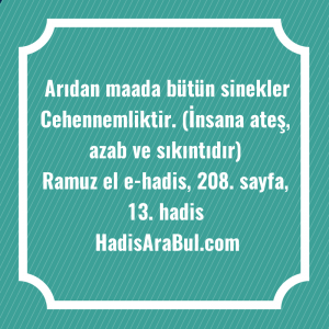   Arıdan maada bütün sinekler Cehennemliktir. ... hadisi