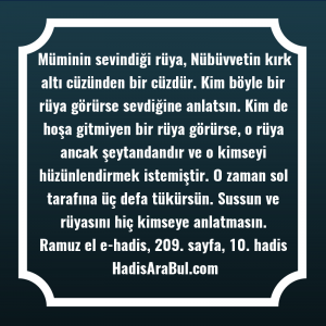   Müminin sevindiği rüya, Nübüvvetin kırk ... hadisi