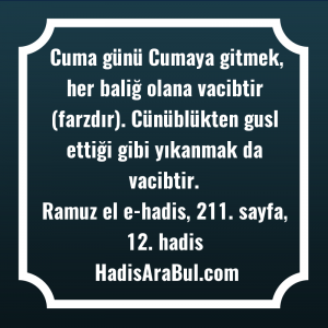   Cuma günü Cumaya gitmek, her ... hadisi