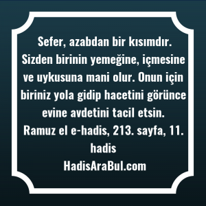   Sefer, azabdan bir kısımdır. Sizden ... hadisi