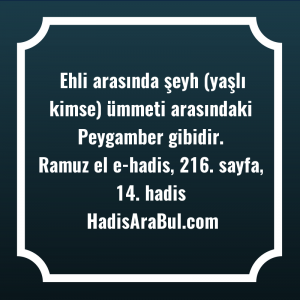   Ehli arasında şeyh (yaşlı kimse) ... ile başlayan hadis