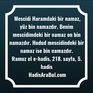   Mescidi Haramdaki bir namaz, yüz ... hadisinin tamamı