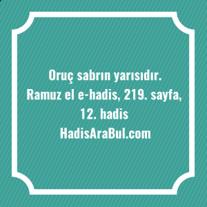   Oruç sabrın ... hadisi şerifi