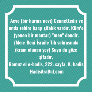 Acve (bir hurma nevi) Cennettedir ... hadisi şerifi