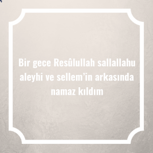 Bir gece Resûlullah sallallahu aleyhi ve sellem’in arkasında namaz kıldım